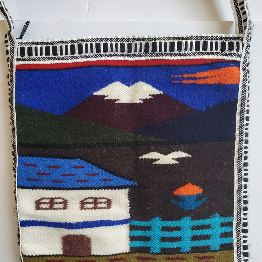 Woven Blanket wool Tote Bag/ crossbody bag - Picture 2 of 6